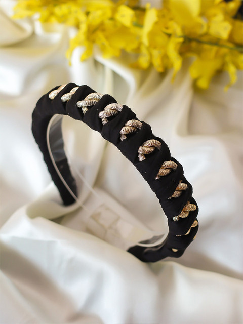 

Bellofox Women Black & Golden Braided Headband