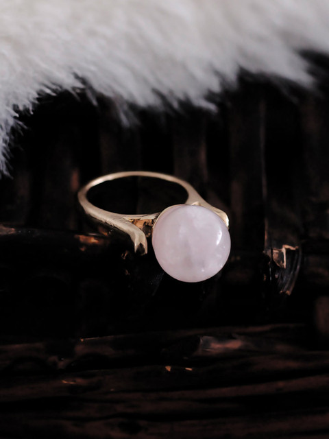 

Bellofox Gold-Plated & Pink Marble-Studded Finger Ring