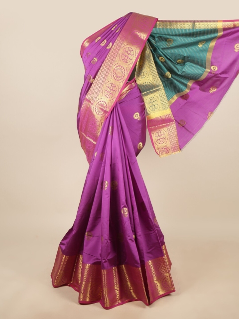 

Pothys Violet & Gold-Coloured Ethnic Motifs Woven Zari Saree