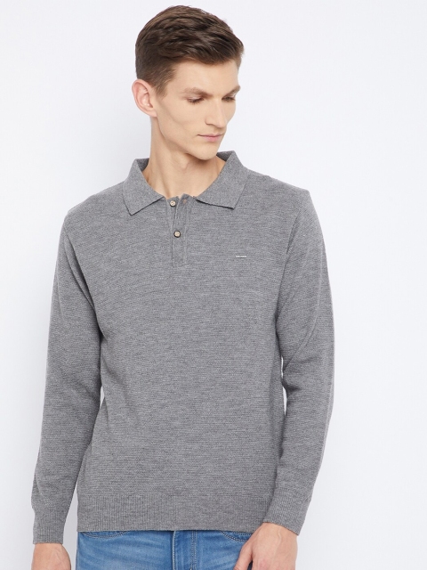 

Duke Men Grey Woolen Polo Collar T-shirt