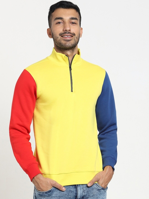 

Bewakoof Men Yellow & Red Colourblocked Sweatshirt