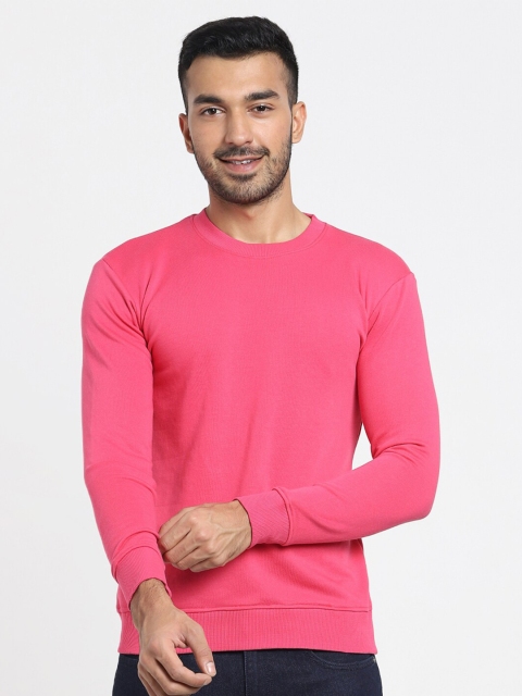 

Bewakoof Men Pink Crew Neck Fleece Sweatshirt