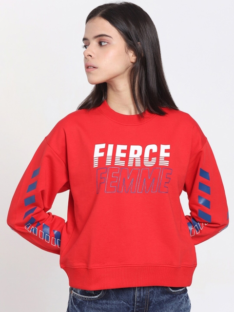 

Bewakoof Women Red Printed Sweatshirt