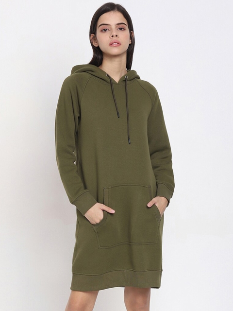 

Bewakoof Women Green Hooded Sweatshirt