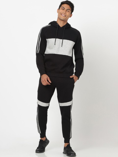 

Bewakoof Men Black & White Colourblocked Relaxed-Fit Joggers