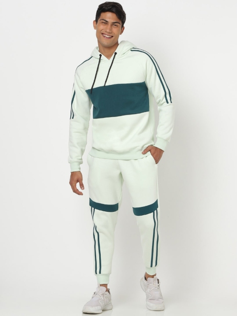 

Bewakoof Men White & Blue Colourblocked Joggers