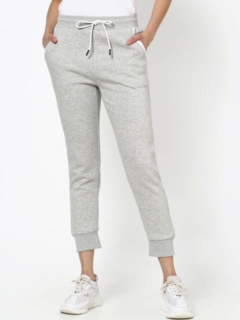 

Bewakoof Women Grey Solid Cotton Relaxed-Fit Joggers