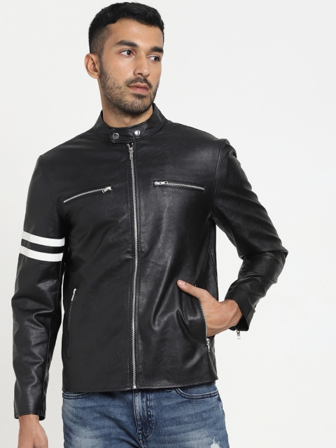 

Bewakoof Men Black Biker Jacket