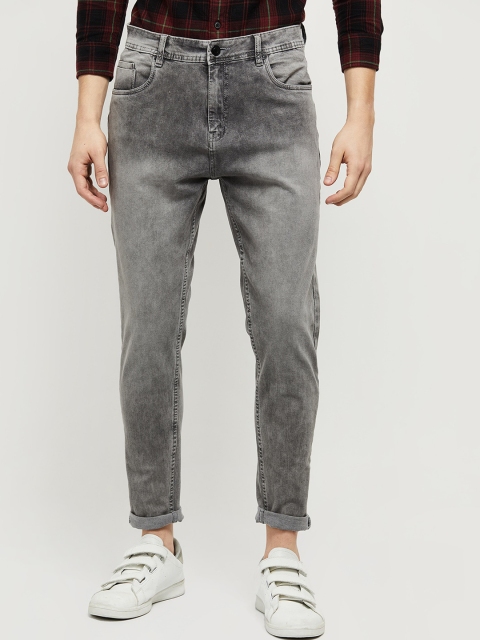 

max Men Grey Slim Fit Heavy Fade Acid Wash Jeans