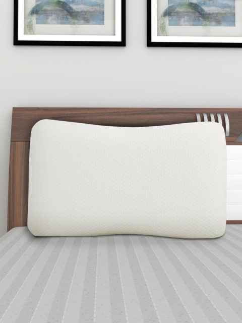 

Home Centre White Textured Polyurethene Memory Foam Pillow with Cover