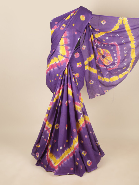 

Pothys Violet & Yellow Tie and Dye Pure Cotton Saree