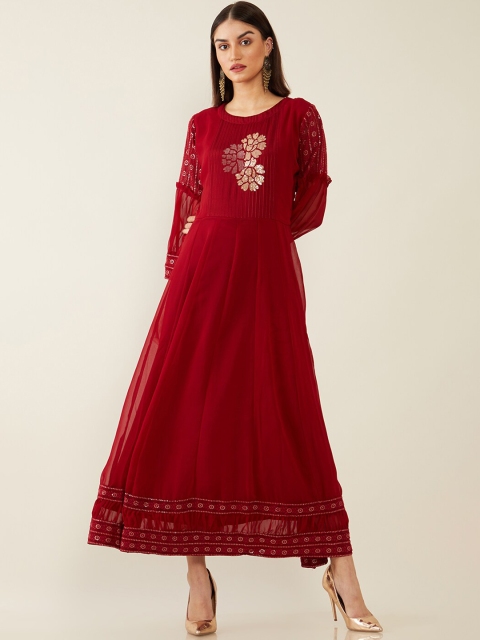 

Soch Woman Red Embellished Georgette Kurta