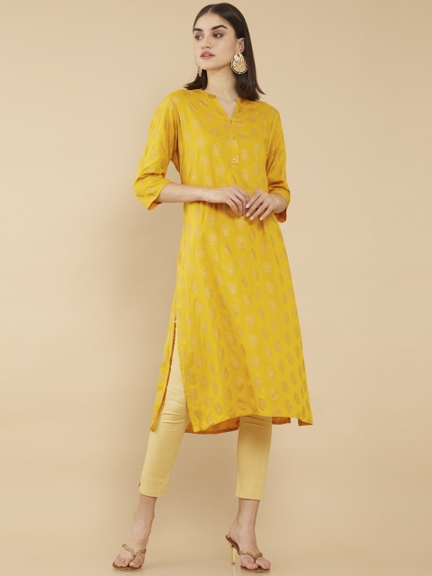 

Soch Women Mustard Yellow Ethnic Motifs Kurta