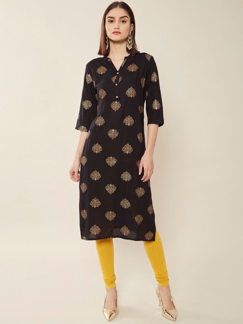 

Soch Women Black Ethnic Motifs Embellished Cotton Kurta