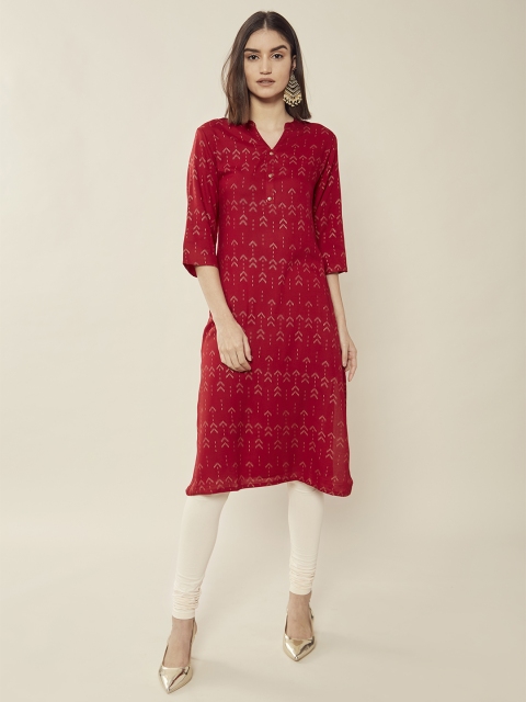 

Soch Women Red & Yellow Printed Straight Kurta