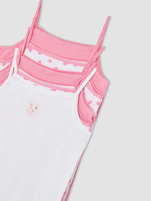

Defacto Girls Pack of 5 Pink & White Cotton Camisoles