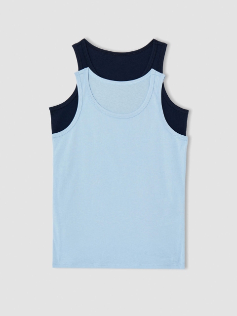 

DeFacto Boys Pack of 2 Blue Pure Cotton Innerwear Vests