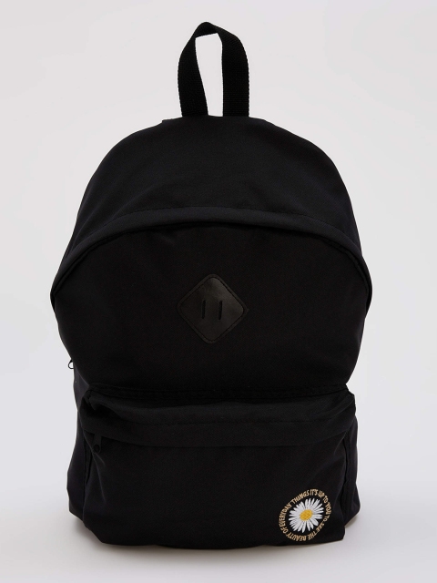 

DeFacto Women Black Solid Backpack With Embroidered Detail