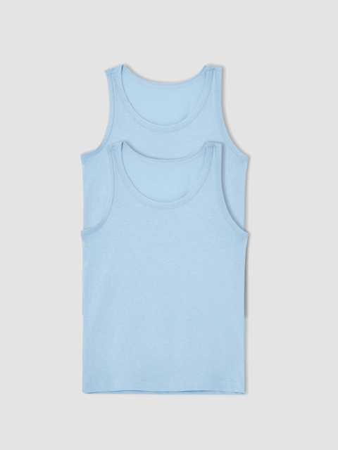 

DeFacto Kids Boys Pack Of 2 Solid Innerwear Vests V4445A6, Blue