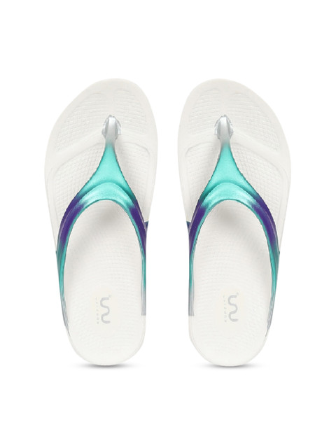 

Doubleu Women White & Green Rubber Thong Flip-Flops