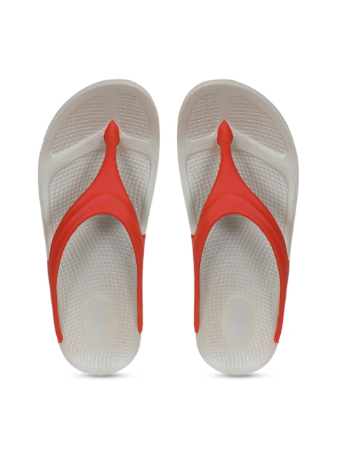

Doubleu Women Orange & Beige Rubber Thong Flip-Flops
