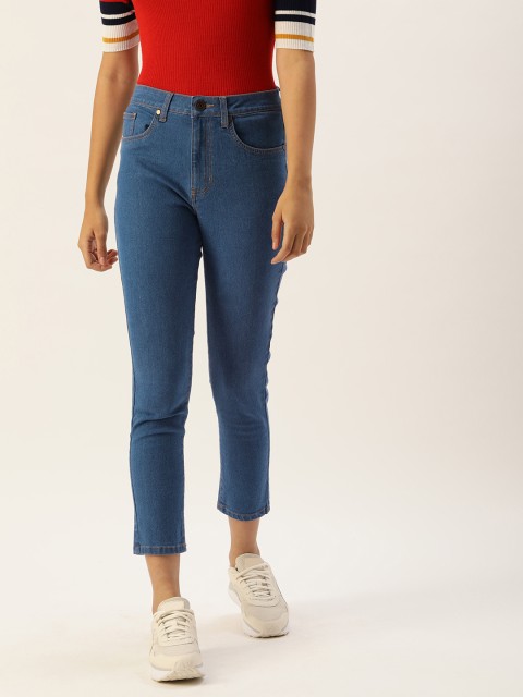 

IVOC Women Blue Mom Fit Mid-Rise Clean Look No Fade Stretchable Jeans