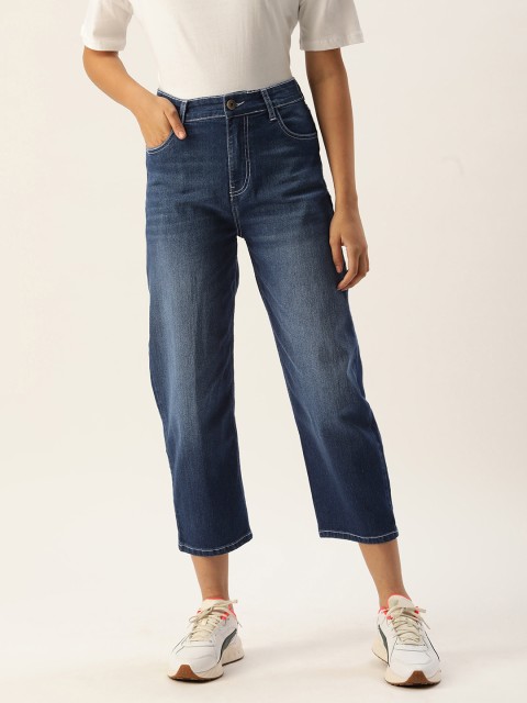 

IVOC Women Blue Balloon Wide Leg Mid-Rise Clean Look Light Fade Stretchable Jeans