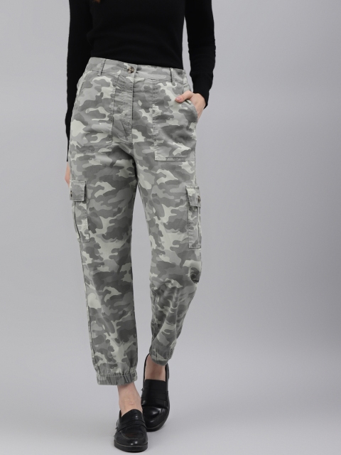 

Marks & Spencer Women Grey Camouflage Printed Cargos Trousers