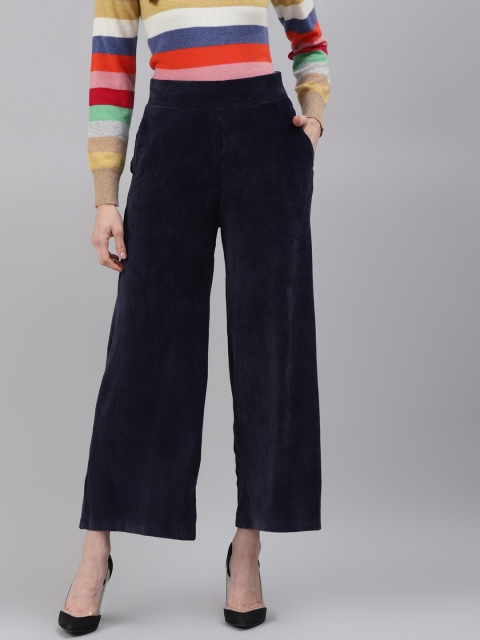 

Marks & Spencer Women Navy Blue Parallel Trousers