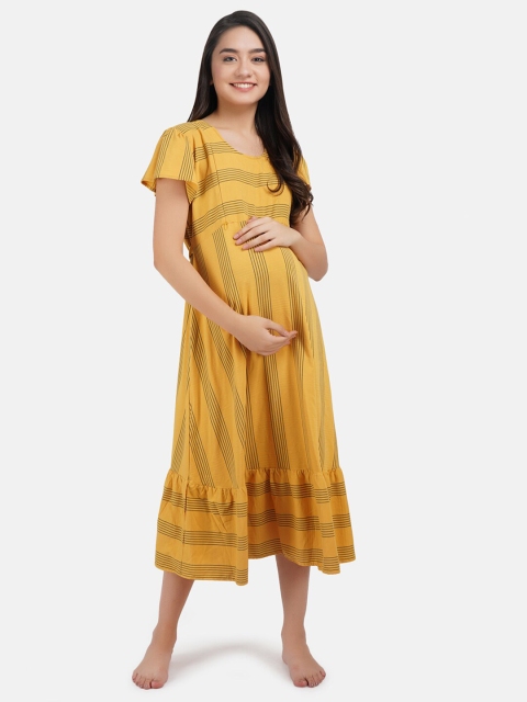 

KOI SLEEPWEAR Mustard Striped Nightdress
