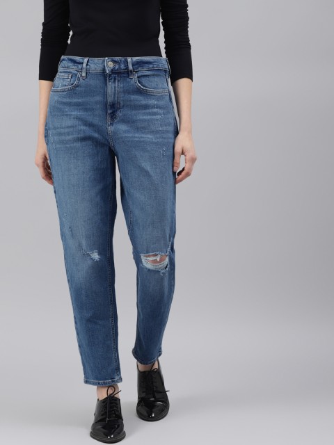 

Marks & Spencer Women Blue Slim Fit High-Rise Mildly Distressed Jeans
