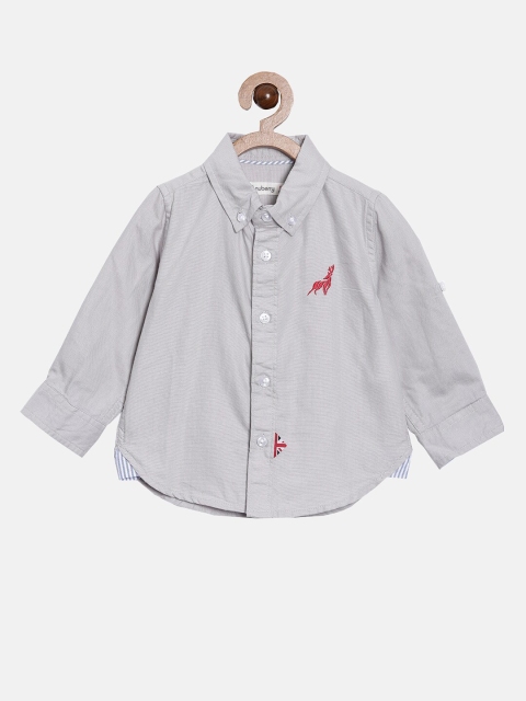 

Nuberry Boys Grey Printed Casual Shirt