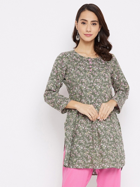 

Tissu Green & White Floral Printed Kurti