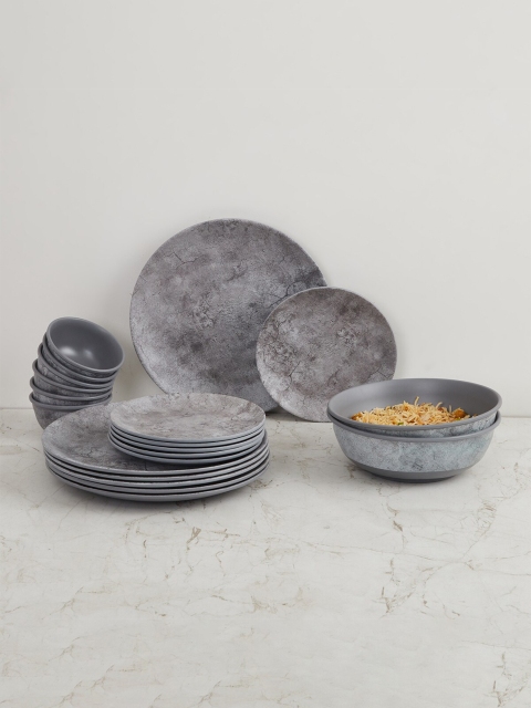 

Home Centre Grey & 20 Pieces Printed Melamine Matte Dinner Set