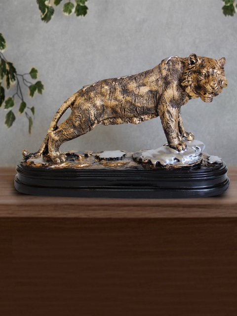

TIED RIBBONS Brown & Black Decorative Tiger Statue Table Top Showpiece