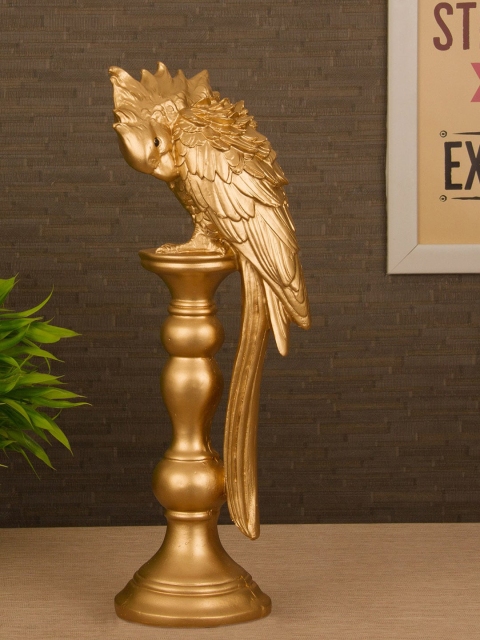 

TIED RIBBONS Gold-Toned Decorative Parrot Statue Showpiece