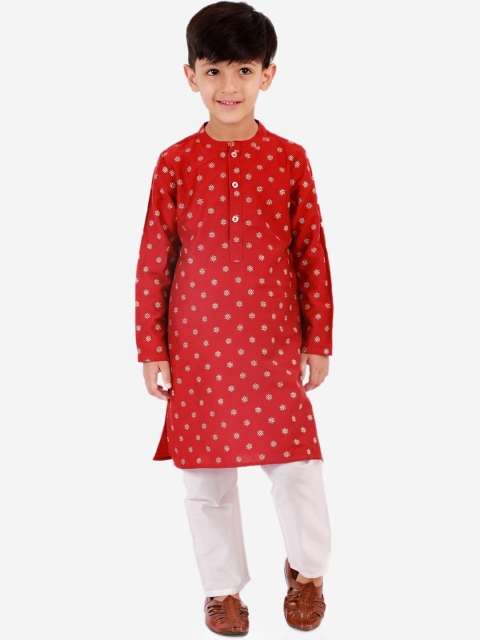 

Lil Peacock Boys Maroon Printed Kurta with Trousers