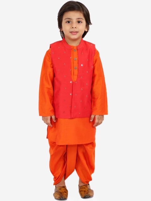 

Lil Peacock Boys Orange Kurta with Dhoti Pants & Jacket