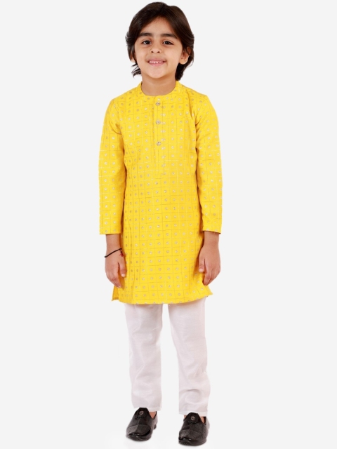 

Lil Peacock Boys Mustard Yellow Kurta with Pyjamas