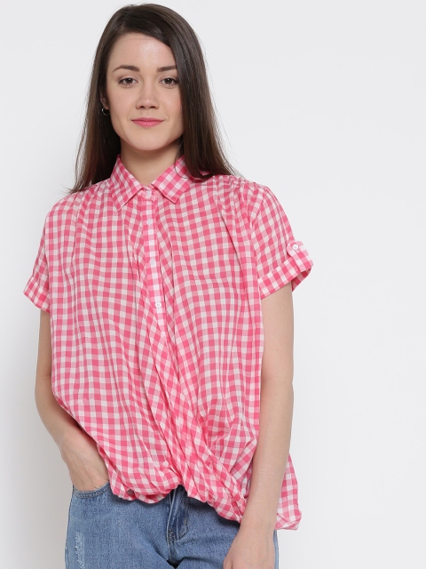 

Silly People Women Pink Checked Casual Shirt