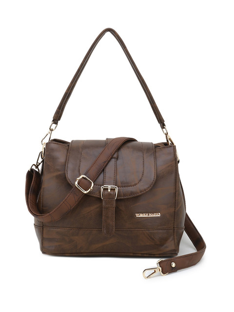 

WOMEN MARKS Coffee Brown Printed PU Structured Handheld Bag
