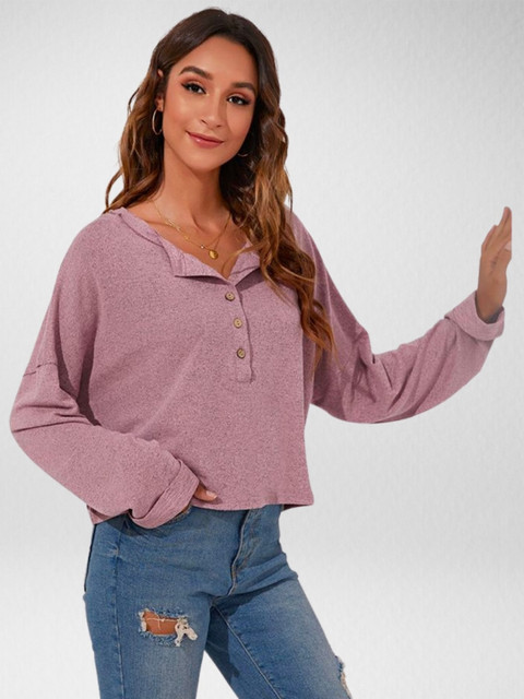 

BelleRUE Women Striking Coral Solid Tshirt