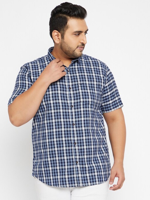 

SHOWOFF Plus Men Blue Tartan Checks Checked Casual Shirt