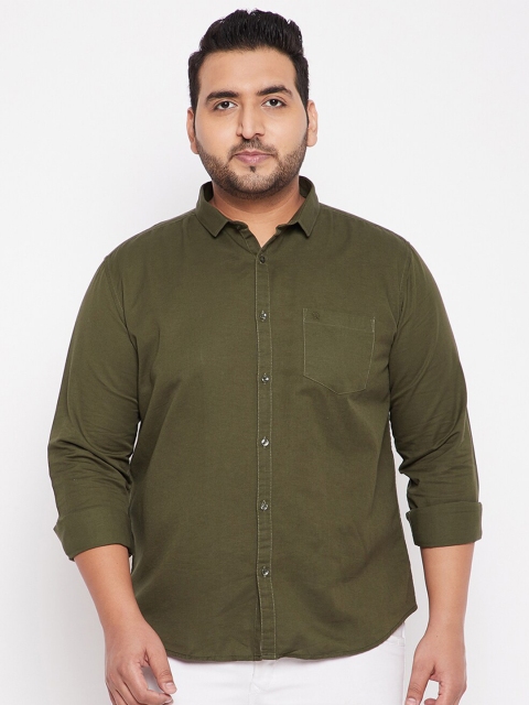 

SHOWOFF Plus Men Olive Green Casual Shirt