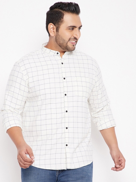 

SHOWOFF Plus Men White Windowpane Checks Checked Casual Shirt