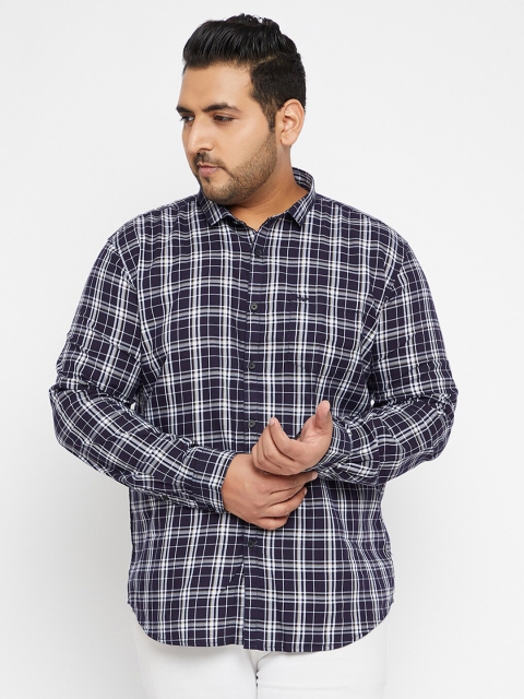 

SHOWOFF Plus Men Navy Blue Tartan Checks Checked Casual Shirt