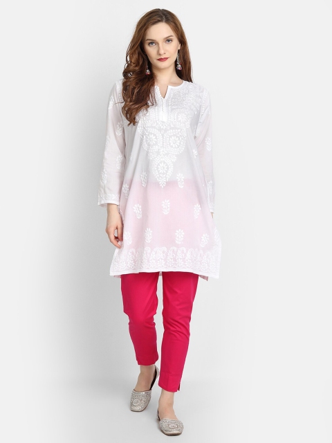 

HOUSE OF KARI White Chikankari Embroidered Cotton Tunic
