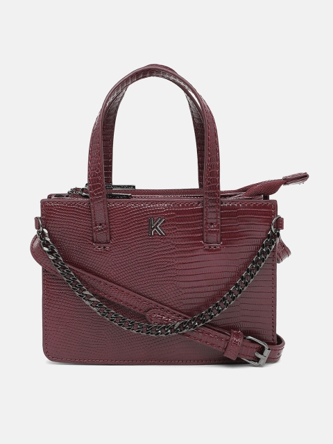 

KENDALL & KYLIE Burgundy Textured Oversized Structured Handheld Bag with Quilted