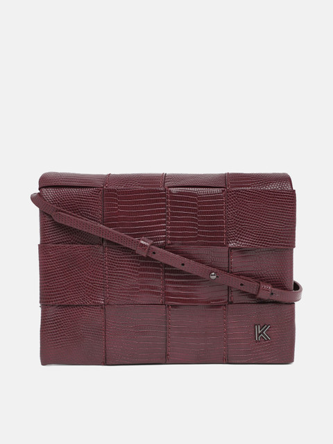

KENDALL & KYLIE Burgundy Textured Structured Sling Bag