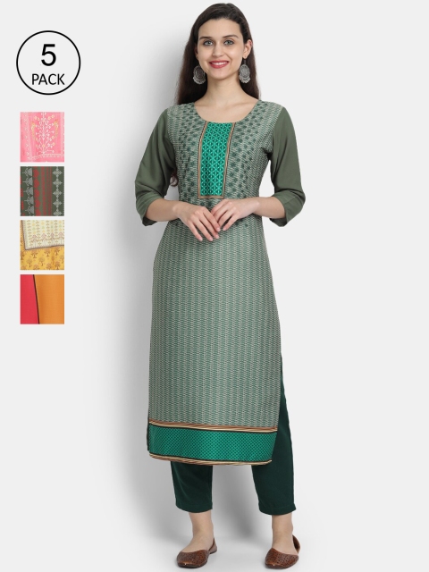 

7Threads Women Multicoloured Ethnic Motifs Crepe Kurta, Multi